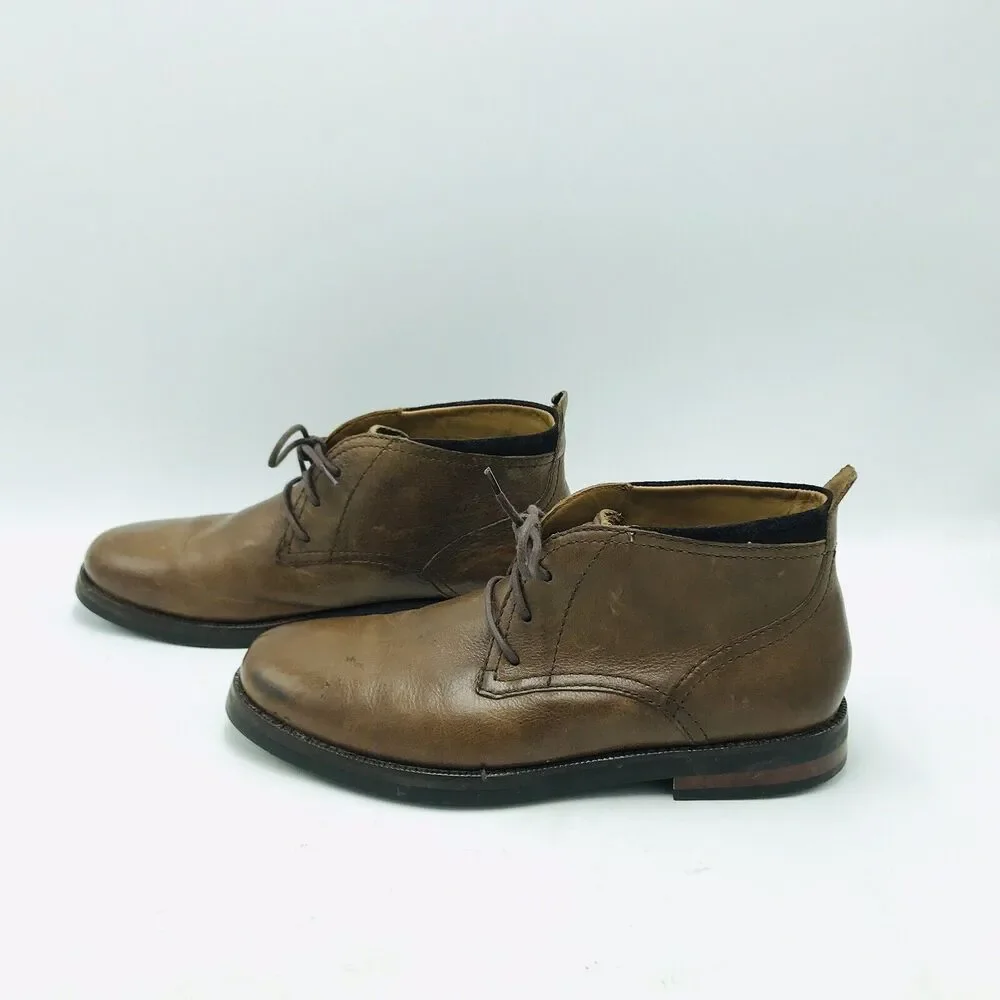 Cole Haan Men's 7.5 M Ogden Stitch Chukka Boots Brown Leather Lace Up C24574